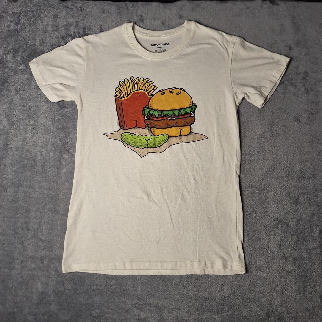 Butts On Things T-Shirt Size Medium Cream Beige Fast Food Funny