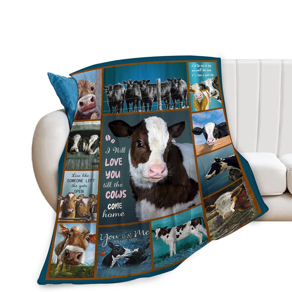 Cow Print Flannel Blanket Cartoon Blanket Nap Blanket