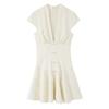 Summer European and American Women's Clothing Jacquard Silk Satin Texture Mini Dress