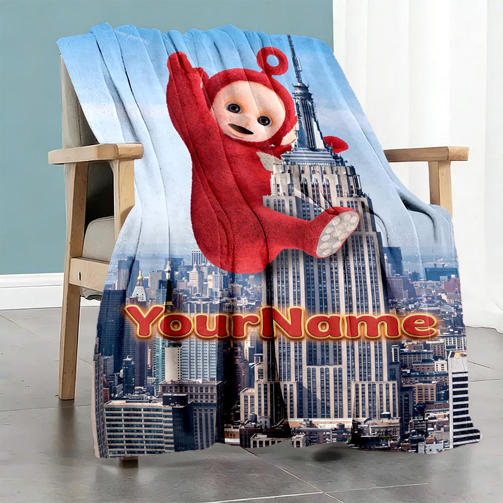 Teletubbies Personalized Name Blanket Lightweight Customizable Blanket Warmthful Decor for Bed Nap Chair Office Chair All-Season Use