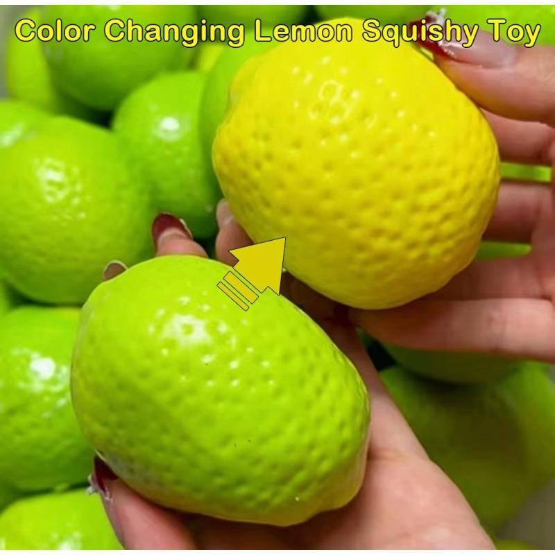 Handmade Color Changing Lemon Stress Ball With Crispy Sound, Building Blocks Filled Sensory Squeeze Decompression Toy For Adults