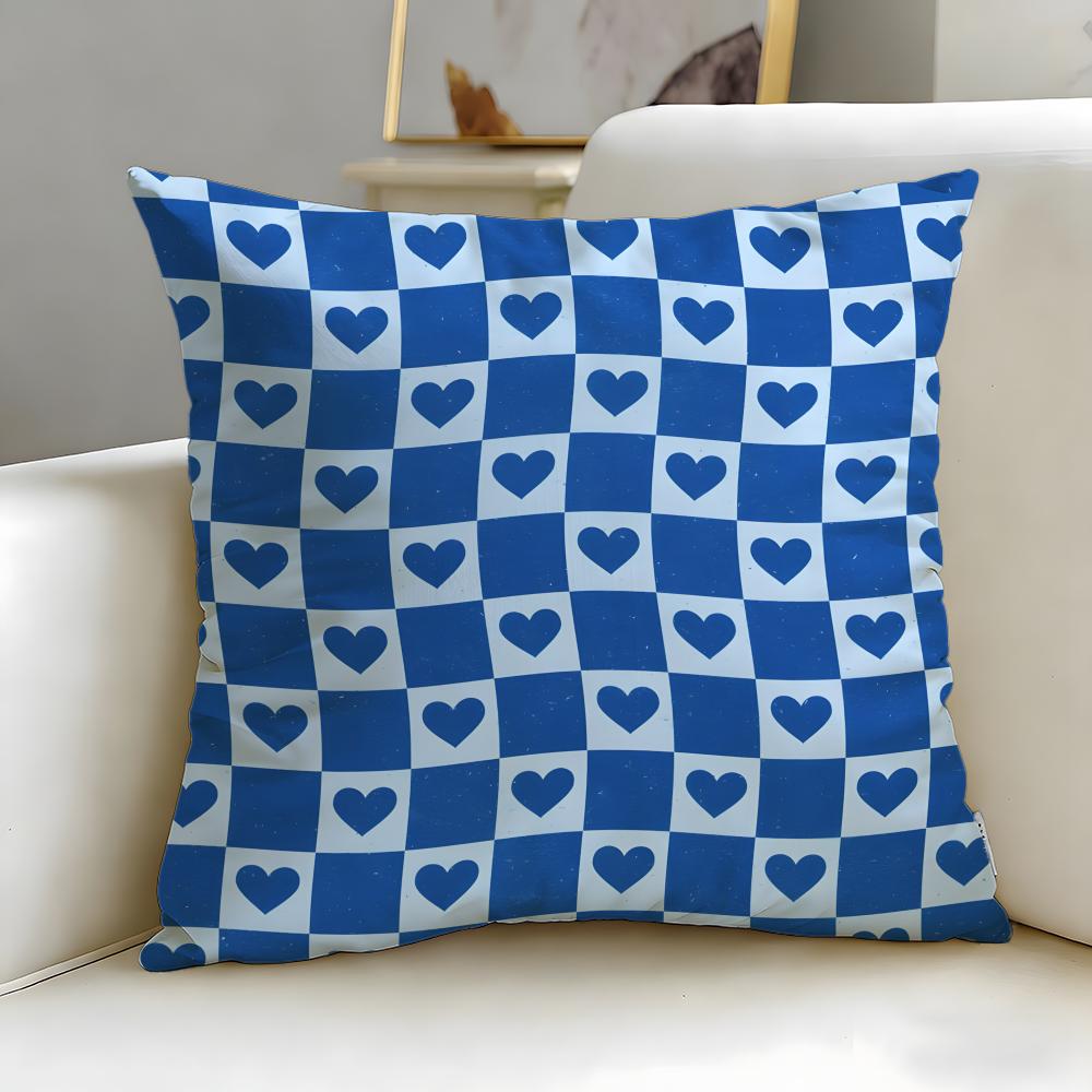 Checkerboard Pattern Cushion Cover Soft EasyWash Pillow Case Versatile for Couch Bed Travel and Office