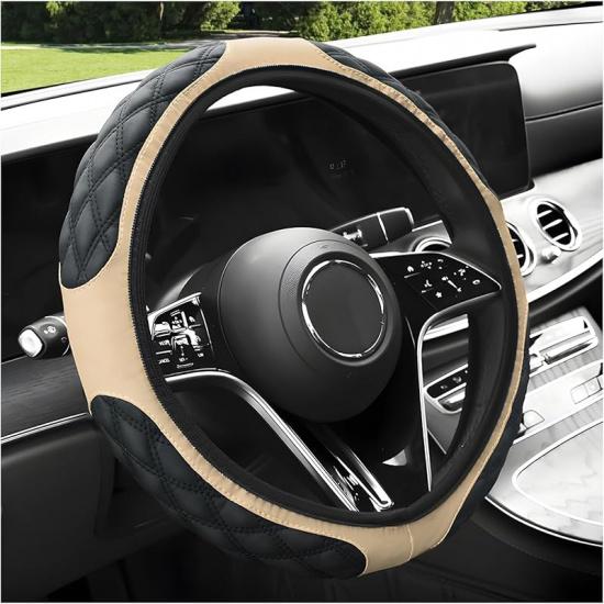 Car Steering Wheel Cover, 15 Inches Non-Slip Leather Car Steering Wheel Protector, Universal Steering Wheel Soft Cover Mats For Car Truck SUV,