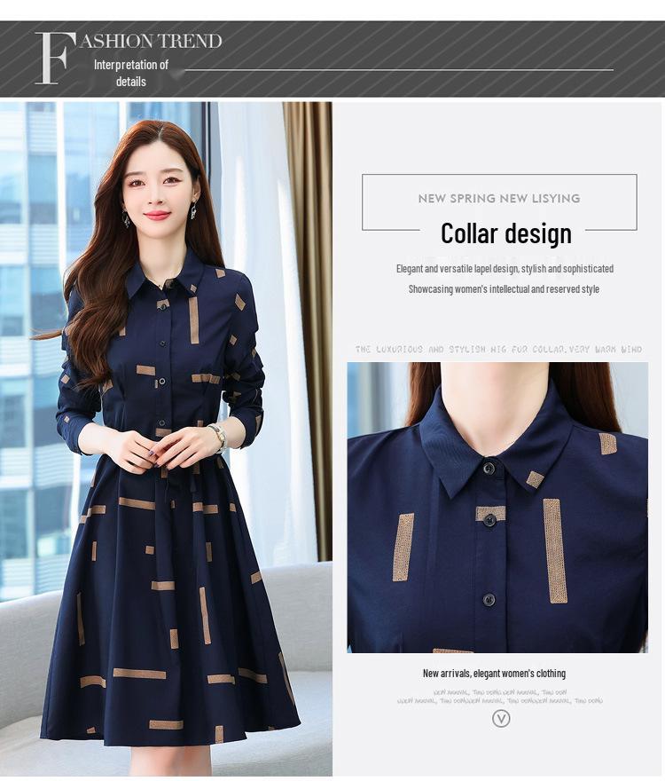 2026 Autumn New Arrival: Stylish Waist-Cinching Slimming Mid-Length Shirt Dress for Women