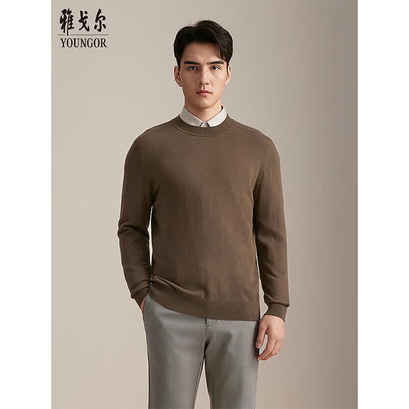 

YOUNGOR Men s Wool Blend Seamless Knit Round Neck Sweater M (100cm)