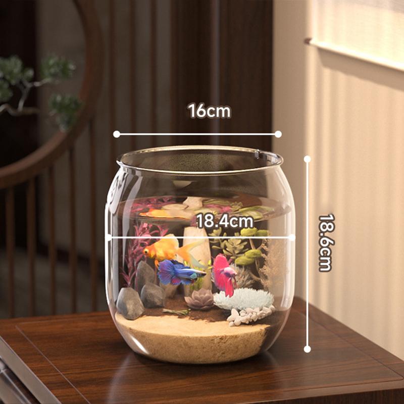 NEW Plastic Clear Round Fish Bowl Aquarium Keeper Tank Vase Pot Biotope Aquariums Tabletop Ecological Fish Tank Fall-resistant