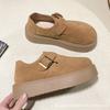 Round head platform casual Borken single shoes women's 2025 autumn new retro casual one-pedal lazy loafers women