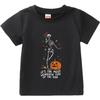 IZYJOY Toddler Dancing Skeleton Halloween Shirt Baby Girl Boy Pumpkin Skull T-Shirt Spooky Season Short Sleeve Tee Fall Top