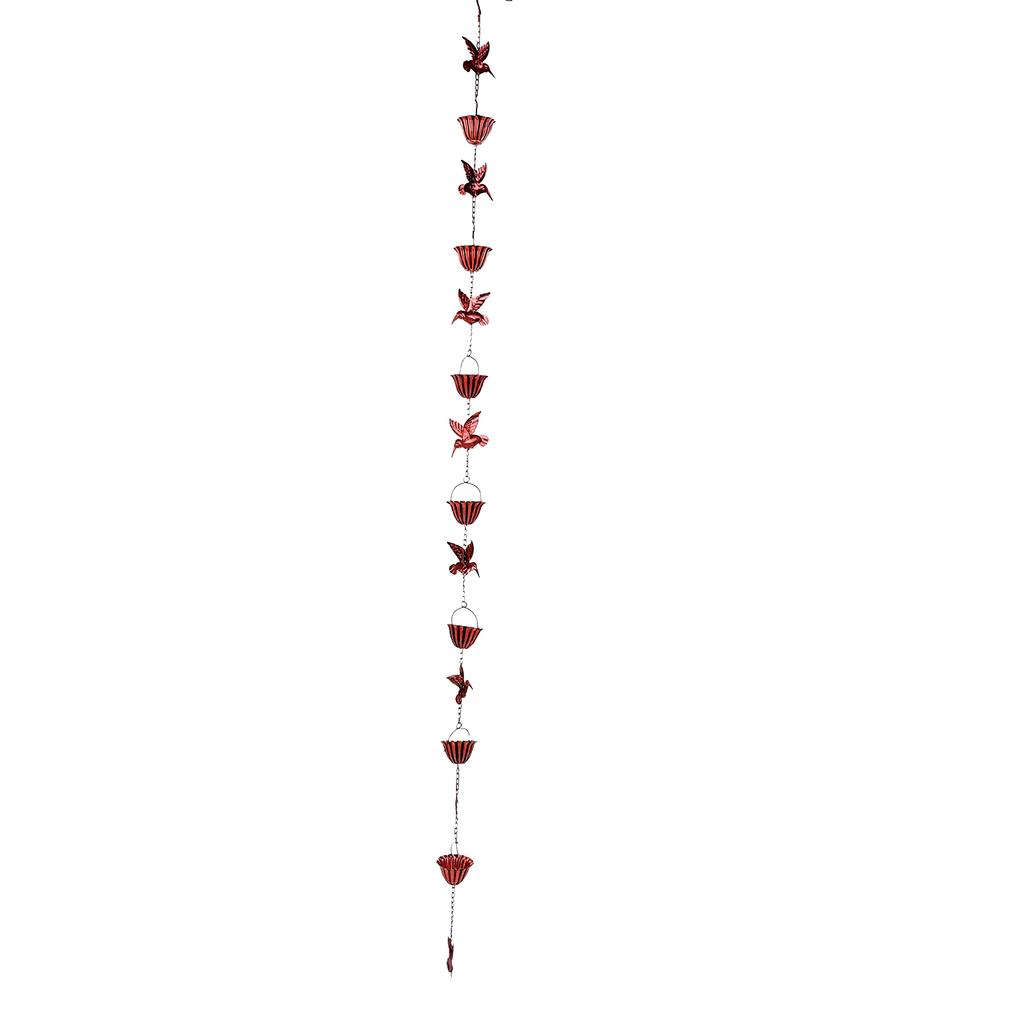Rain Chain 7.9ft Vintage Metal Rain Catcher Chain with 7 Cups 8 Bird Decorations for Outdoor Garden Porch Balcony Bronze