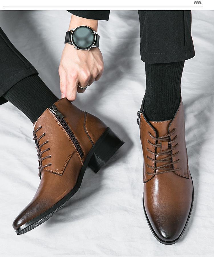 Men's Fashion Leather Mid-Top Boots - Autumn/Winter Casual & Formal Plus Velvet Martin Boots