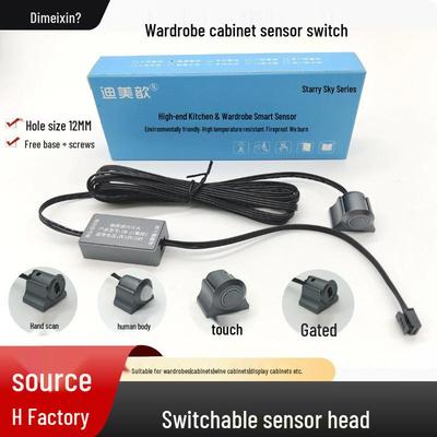 Bandeau LED 12 V avec commande centrale et interrupteur à induction pour armoires, caves à vin, vitrines, meubles à chaussures et à bijoux, prise tripolaire incluse