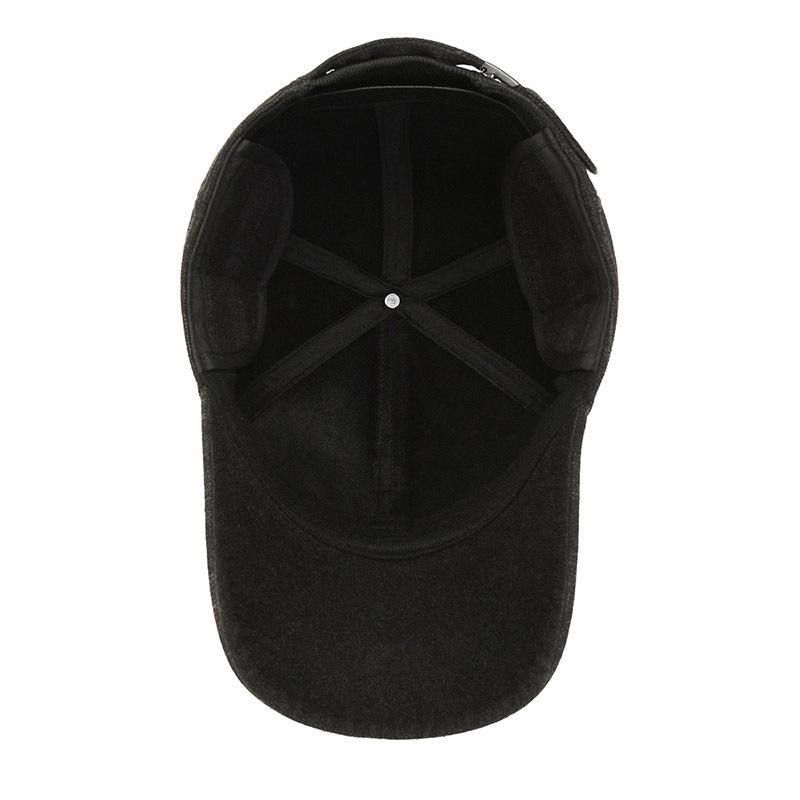Men's Middle-Aged and Elderly Warm Woolen Hat Velvet Thick Baseball Cap Outdoor Windproof Coldproof Ear Protection Cap