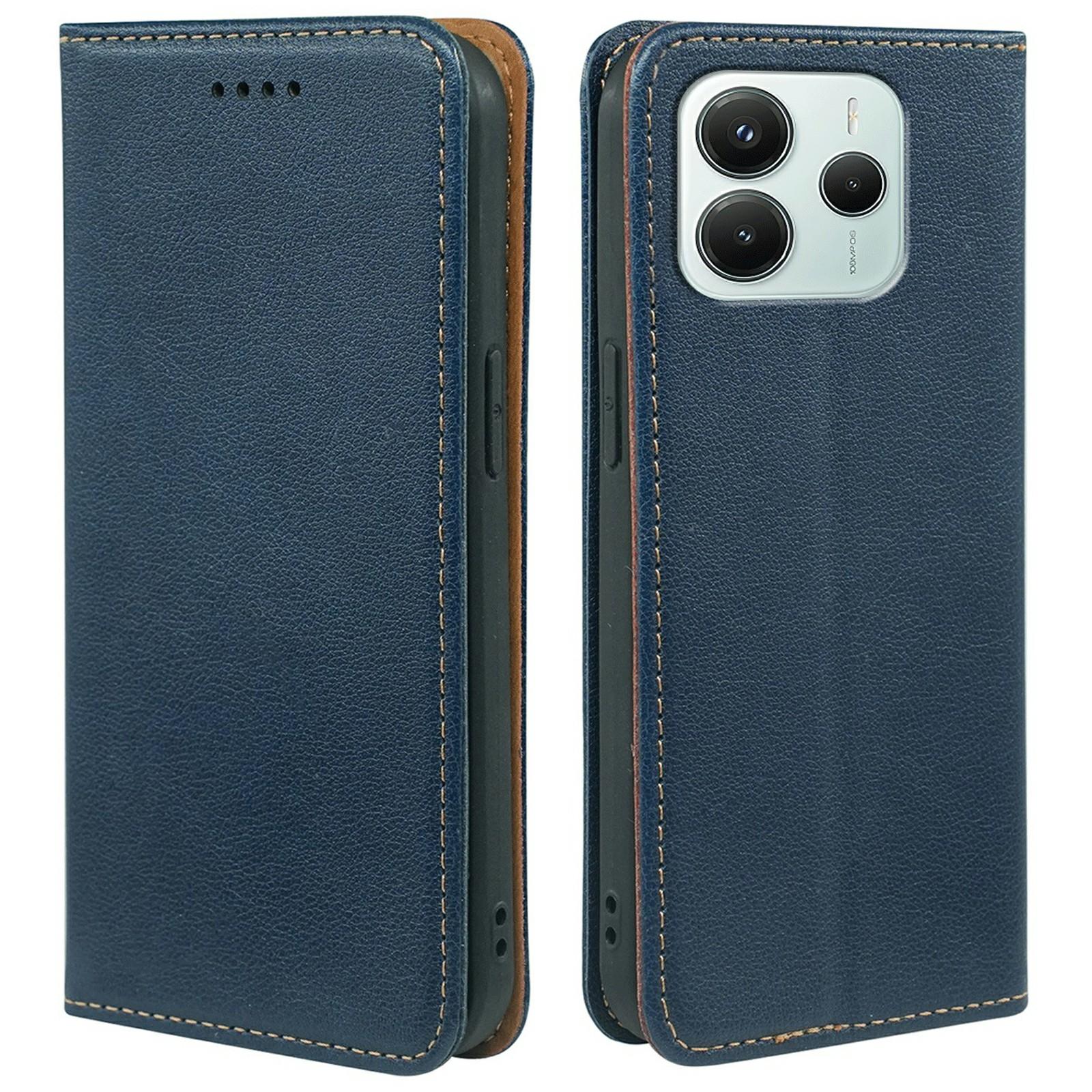 

Для Xiaomi Redmi Note 14 4G (163,25 мм) Чехол-кошелек с RFID-блокировкой, кожаный чехол для телефона, надежная магнитная застежка Blue