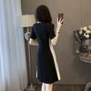 French Dress Waist Thin Splicing Summer Skirt New Design Sense Niche Black and White Temperament Color Matching Bottom Skirt