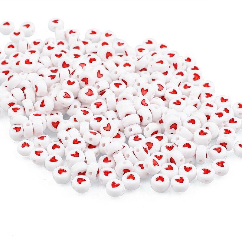 100PCS Acrylic Love Heart Loose Spacer Beads for Jewelry Making