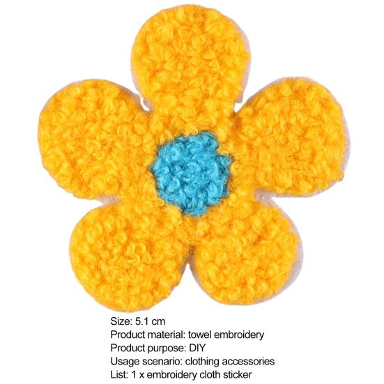 Embroidery Patch Plush Design Bright Color Decorative DIY Colored Floral Cloth Patch Cheongsam Badge for Gift