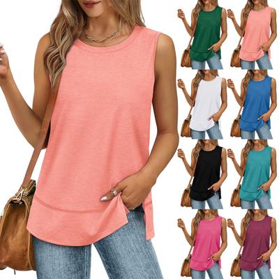 Tanktop für Damen und Mädchen, einfarbig, lässiges Oberteil, Tanktops für Damen, lockere Passform, ärmellose Tops, fließend