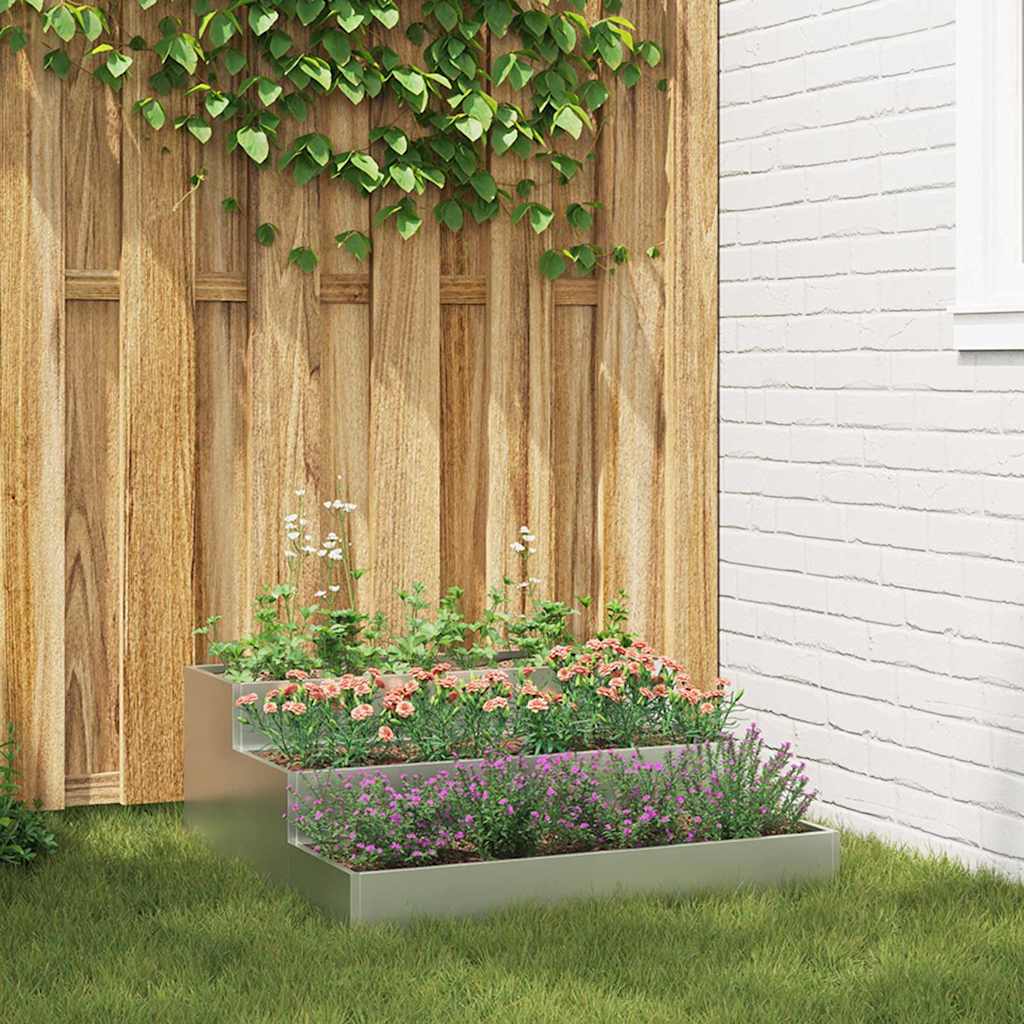Garden Planter Silver 90 X 90 X 35 Cm Galvanized Steel