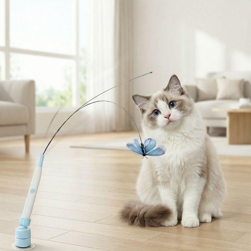 360° Swivel Electric Cat Toy Long Rod Self-entertaining Toy Handheld Cat Teasing Stick  Cat Teasing