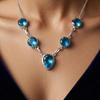 Natural Swiss Blue Topaz Gemstone Silver Necklace 925 Sterling Silver Handmade Necklace 16-18' For Her RN-3-12