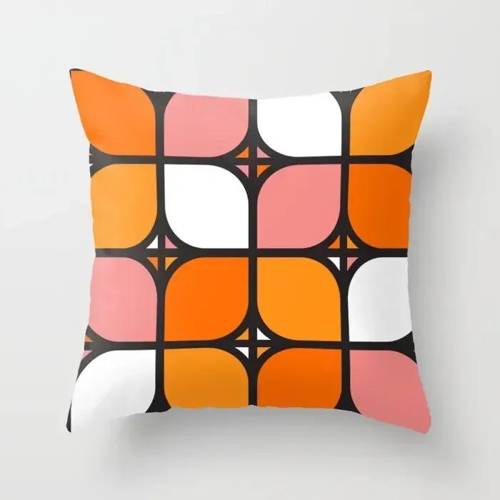 Retro Rainbow Tunnel Pattern Pillowcase Brown Plush Cushion Cover Living Room Bedroom Sofa Chair Home Decor Pillowcase 45X45Cm