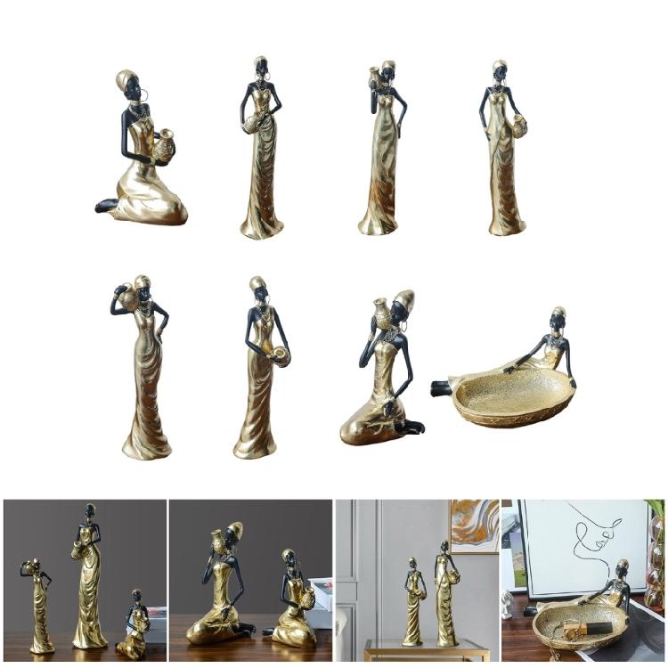 Resins Figure of African Black Woman Sculpture for Adding Cultural Touch to Interior