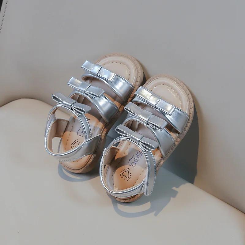 Summer New Princess Sandals Little Girl Sandal Bowtie Chic Sweet Kids Fashion Open-toe Versatile Children Flat Sandals