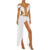 Ladies India Dance Costume S-3XL Sequin Tassel Bodysuit Dress V Neck Cutout Open Front Chiffon Hem with Built-in Shorts for Belly Dance