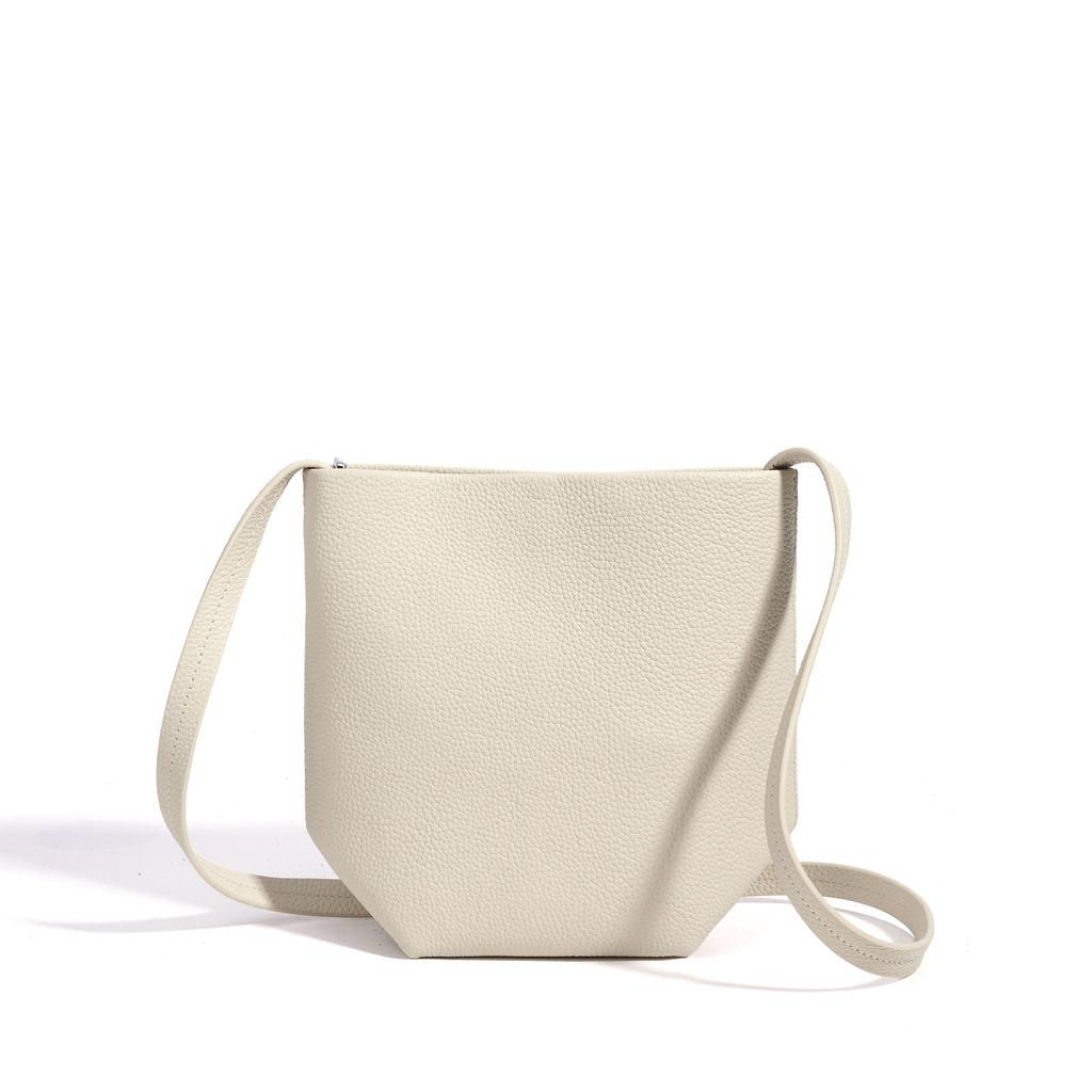 New Korean-style Minimalist Phone Bag, Genuine Leather Versatile Shoulder Bag, Mini Crossbody Bag, Small Bucket Minimalist Women's Bag