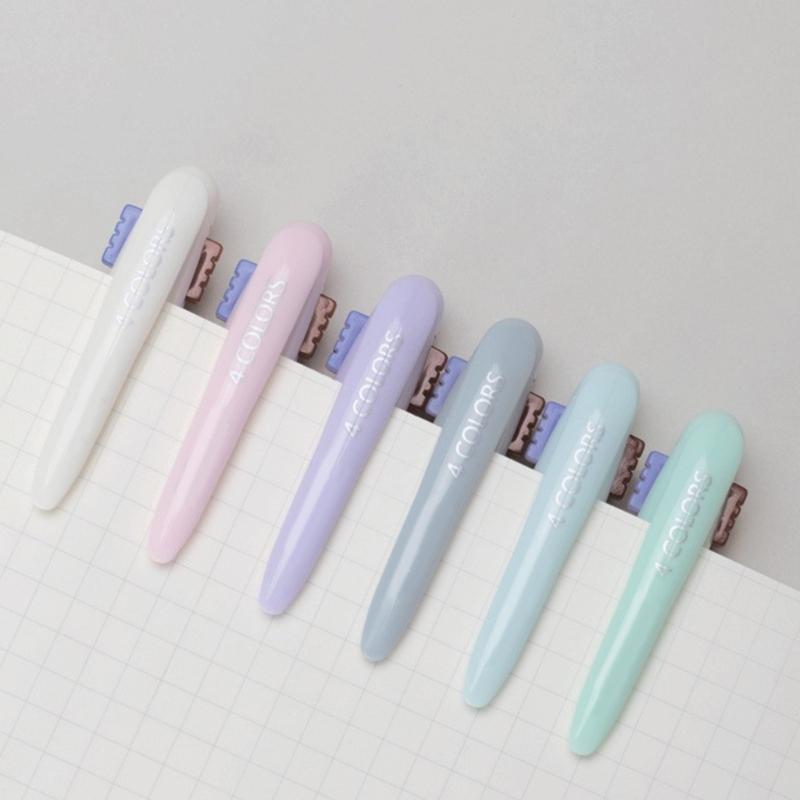 6 Pcs 4 Colors Shuttle Pen Retractable Ballpoint Pen 4 in 1 Multicolor Pen Office School Supplies for Smooth Writing