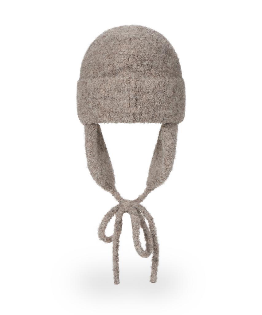 Bajal Va Patch Fly Knit Beanie Beige