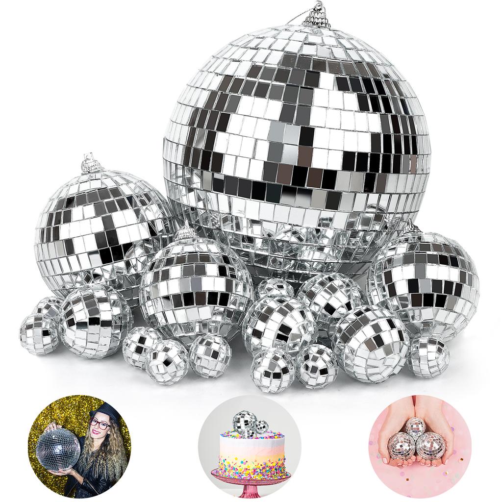 18Pcs Mirror Disco Ball Dj Lighting Effect Silver Disco Ball Hanging Foam Mirror Ball 70S Retro Disco Decoration For Disco Party
