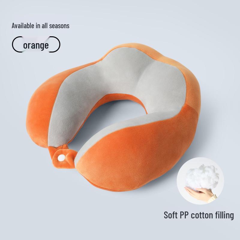Cuscino Cervicale Ricamato a Forma di U Color Cammello - Ideale per Casa, Ufficio, Viaggio, con Imbottitura in Cotone PP e Logo Personalizzato