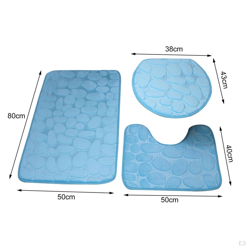 Bath Mat Set Toilet Lid Cover Water Absorbent Shower Mats Comfortable for