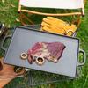 Double Ear Cast Iron Griddle: Rectangular, Double-Sided BBQ & Frying Pan for Outdoor Cooking