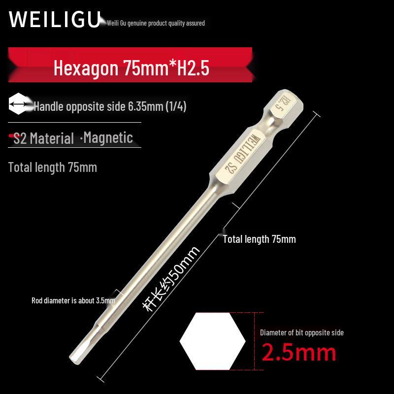 Electroplated Anti-Rust Hex Bit Set, S2 Steel, Extended Pneumatic Air Driver, Hex Socket Screwdriver.
