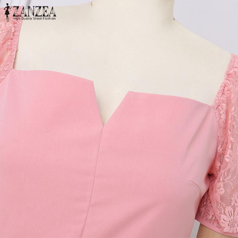 ZANZEA Rochie de vară cu mâneci scurte din dantelă pentru femei