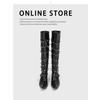 Punk Goth Style Wide Tube Cowboy Boots Wasteland Pointed Pile Boots Women's New Rivet Long Tube Boots