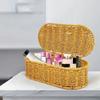 Dust-proof Oval Handwoven Basket Plastic Sundries Storage Box Rustic Storage Organizer  Bathroom
