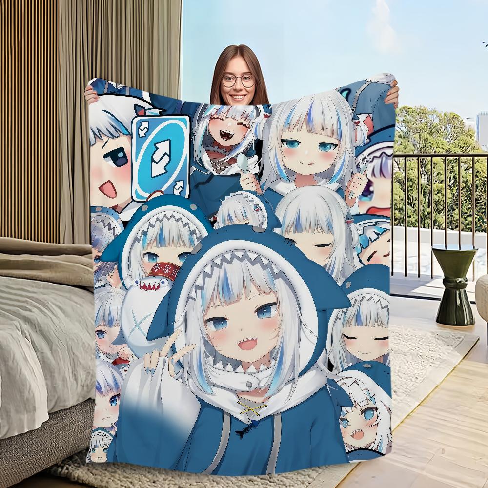 Kawaii Anime Girl Music Art G-gawr G-gura Blanket Flannel Warm Comfort Soft Plush Blanket Sofa Living Room Bedroom Travel Gift