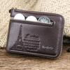 Men Leather Wallet Genuine Wallet Vintage Short Male Wallets Zipper Poucht Male Purse Money Bag Card Holder Soft Purses Cartera