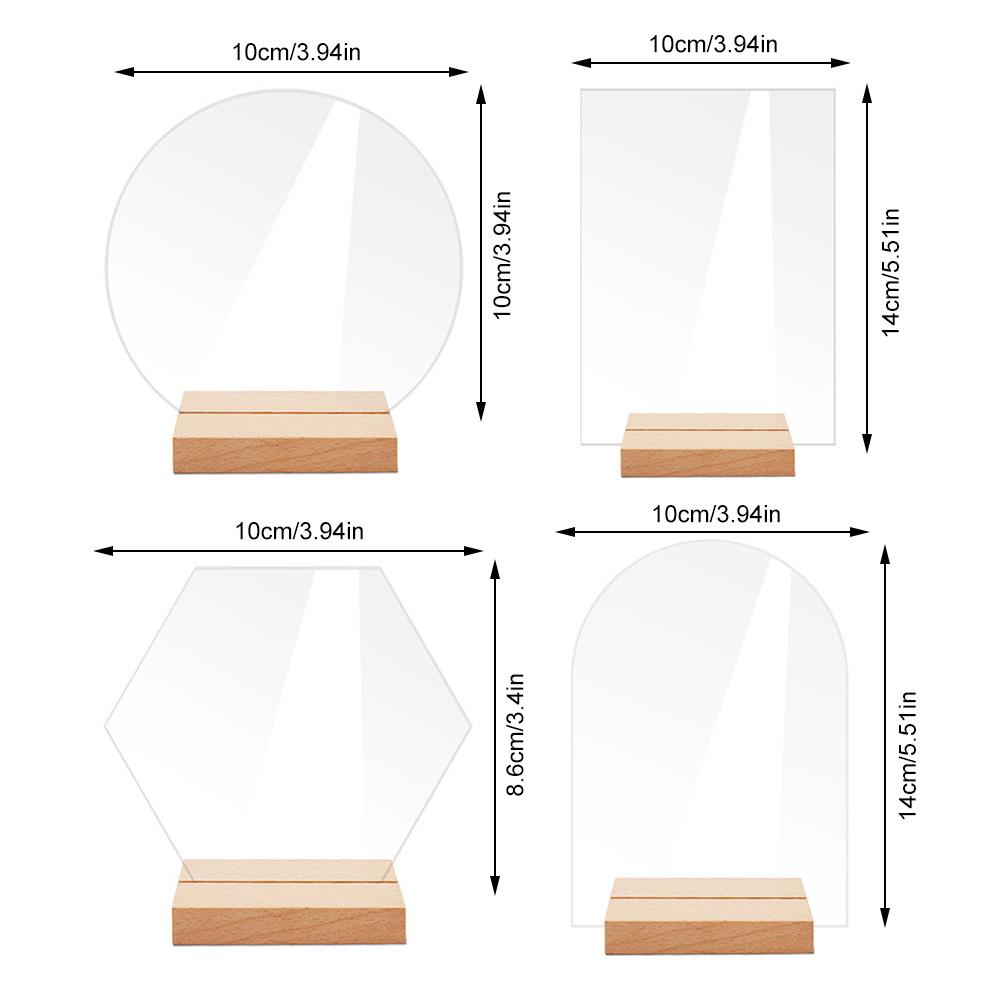 Transparent Acrylic Table Card Sign Holder Wedding Party Table Number Plate Table Card Banquet DIY Wooden Base Plate Sign
