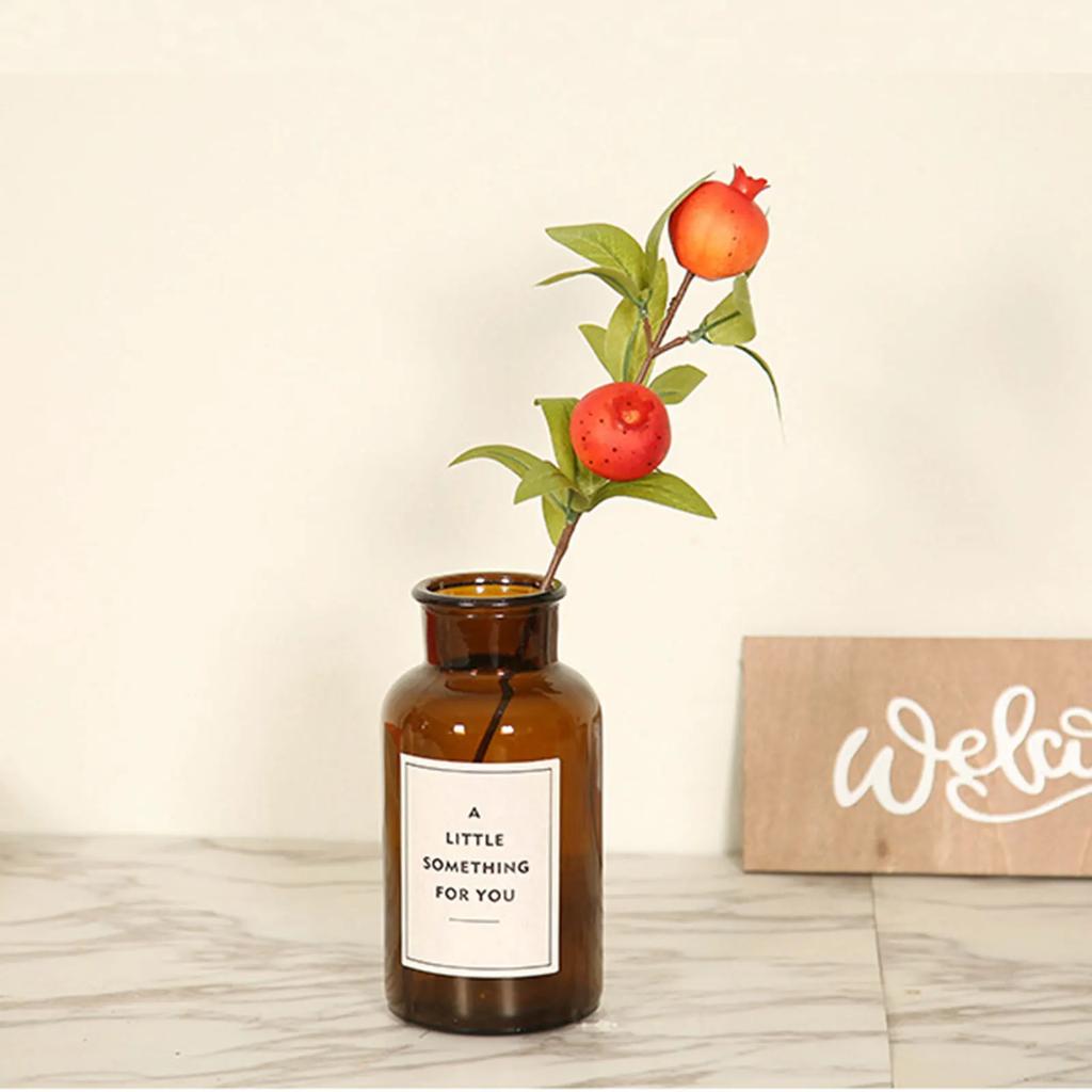 Artificial Pomegranate Green Leaf Cuttings Spring Festival Housewarming Gift New Year Table Decorations Simulation Plant Flower