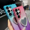 For Samsung Galaxy S25 Ultra Case Glitter Dual Color PC+TPU Clear Phone Cover with Heart-Shape Mirror