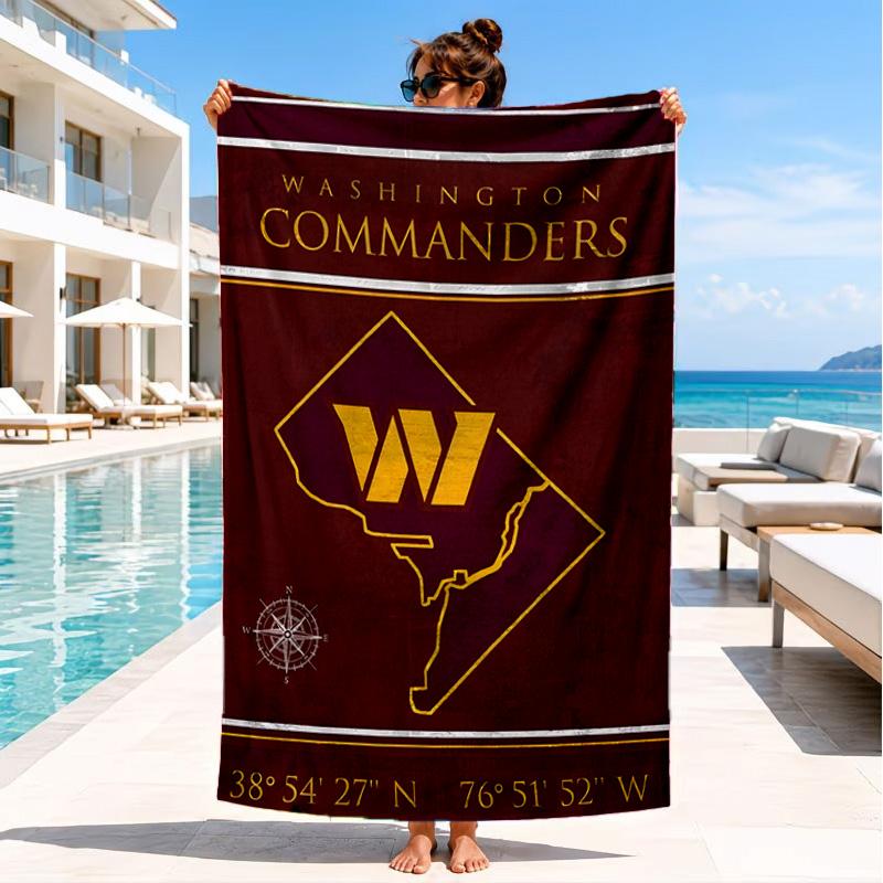 Washington Commanders Map Beach Towel, Quick-drying, Easy to Care for, Suitable for Both Fitness and Beach Vacations,Sports Essential