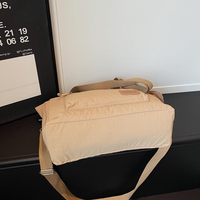 Nylon Tote Bag Women Casual Shoulder Bag with Zipper Pocket for Daily Use