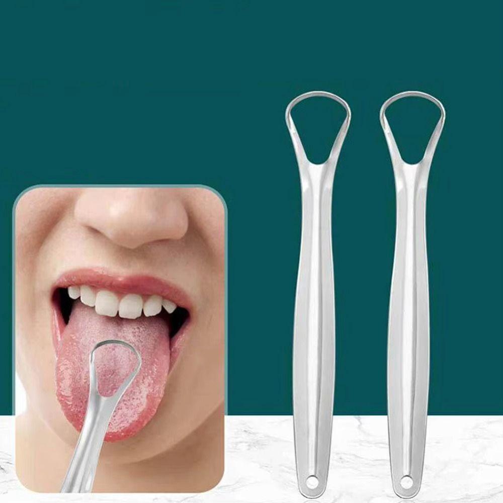 Removing Bad Breath Tongue Scraper Silver Tongue Scraping Brush Oral Cleaner Tools  Oral Care