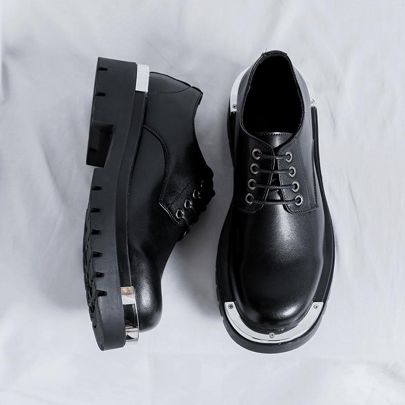 

Модная уличная безопасная обувь для ходьбы, кожаная, износостойкая, рабочая обувь, ручной работы, новая повседневная обувь Оксфорд, шнуровка, обувь на толстой подошве 44 чёрный