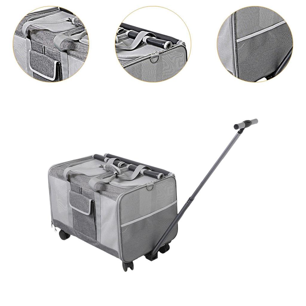 Cat Carrier with Wheels Folding Travel Bag, Foldable, Rolling Puppy for Small Animals Dogs