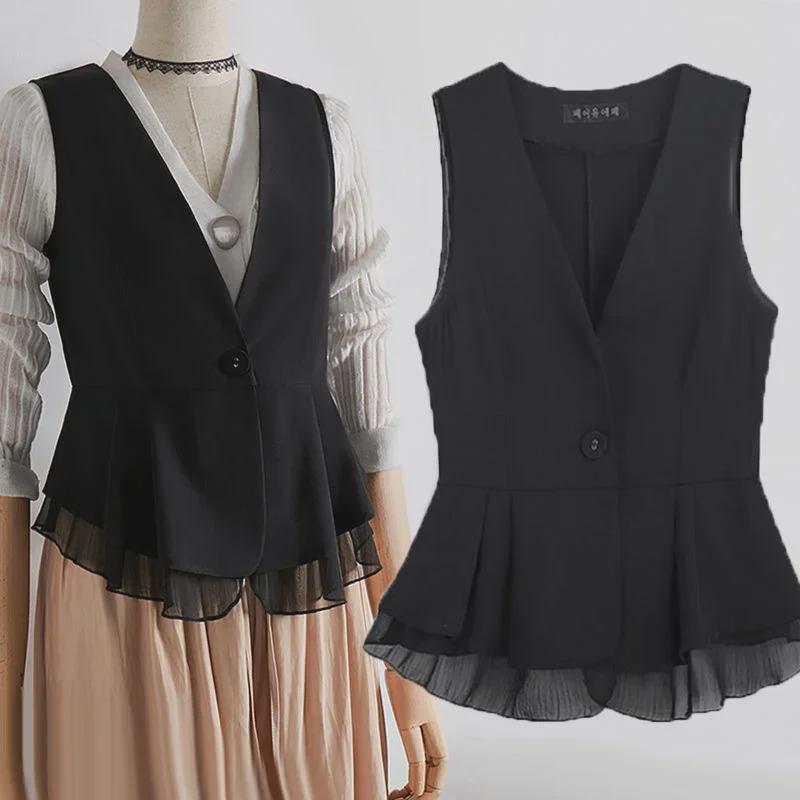 Women's Slim Fit Korean Style Chiffon Waistcoat - Spring/Autumn Sleeveless Jacket